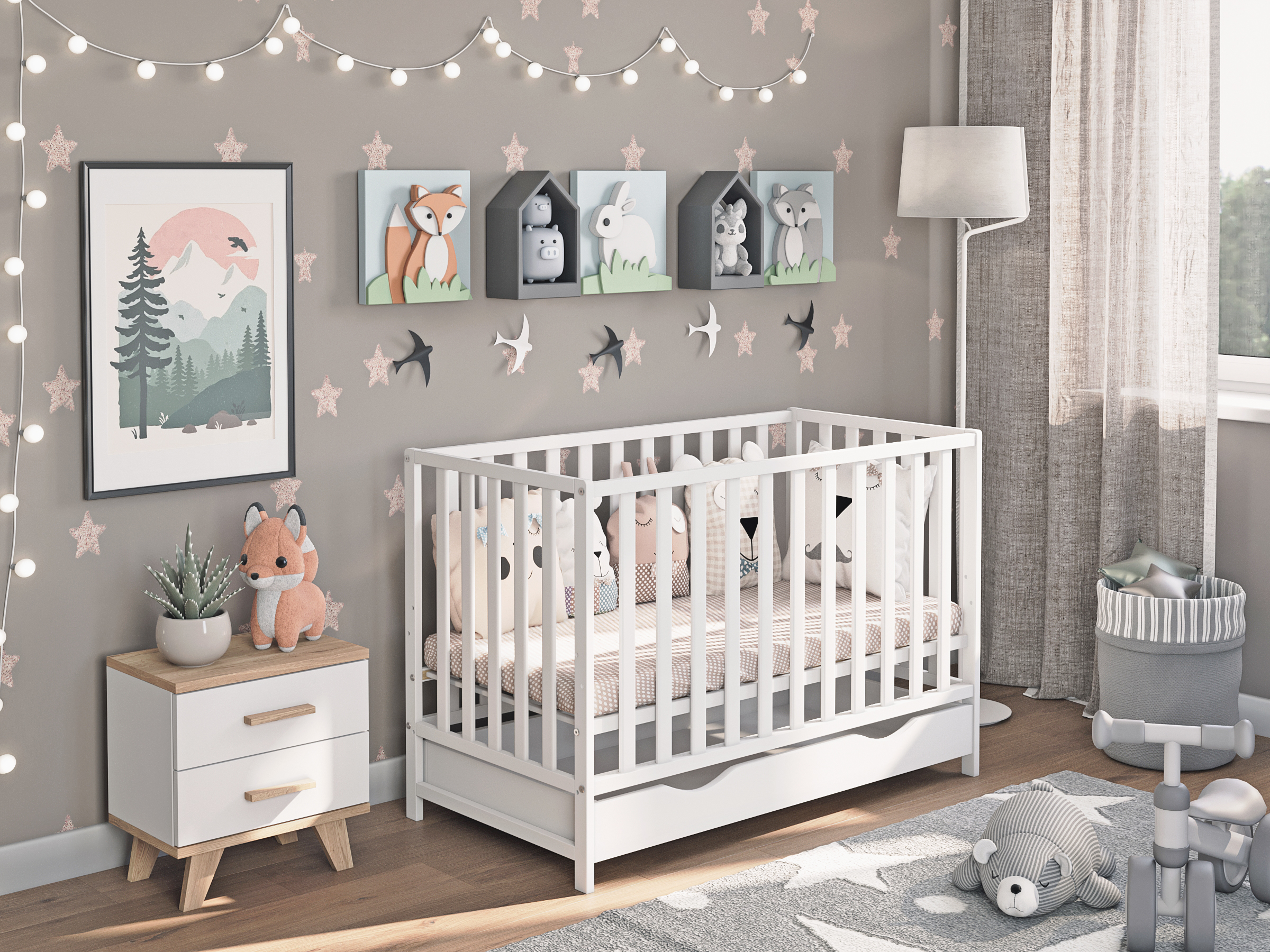 Magda Lux - drewniane łóżeczko z szerokimi szceblami